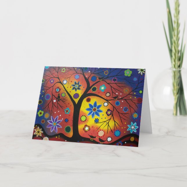 FOLK ART Gewartet für die Sunset Grußkarte Karte (Vorderseite)