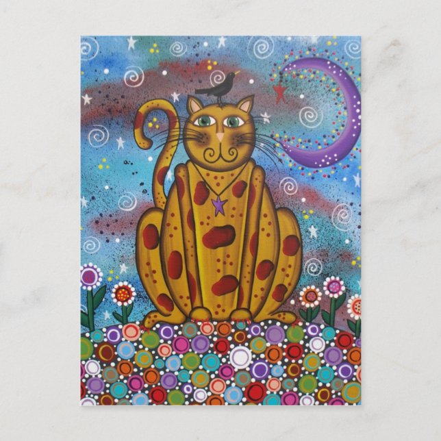 FOLK ART Green Eye's BY LORI EVERETT Postkarte (Vorderseite)