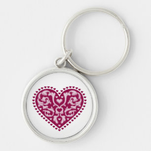Folk Art Heart Schlüsselanhänger