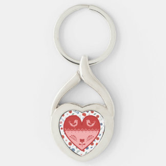 Folk Art Heart Schlüsselanhänger