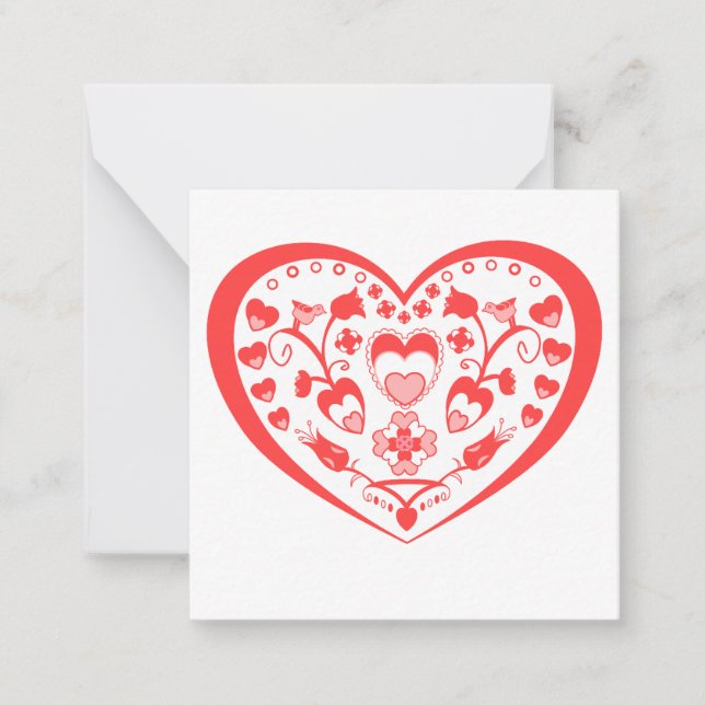 Folk Art Hearts Mitteilungskarte (Vorderseite)