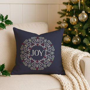 Folk Art Joy   Holiday Monogram Kissen
