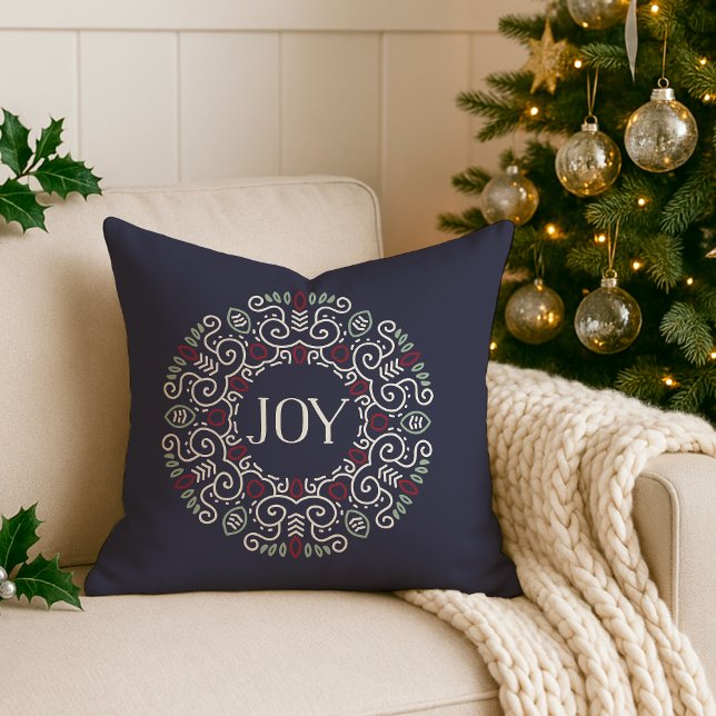 Folk Art Joy | Holiday Monogram Kissen (Von Creator hochgeladen)