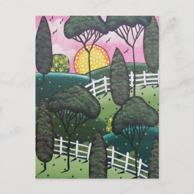 FOLK ART Joy The View by LORI EVERETT Postkarte (Vorderseite)