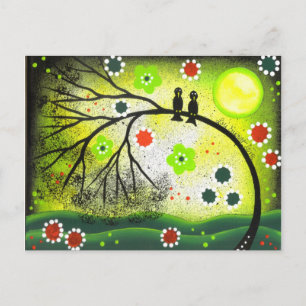 FOLK ART Love Birds by LORI EVERETT Postkarte