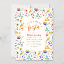Folk Art Mexican Floral Quinceñera Fiesta