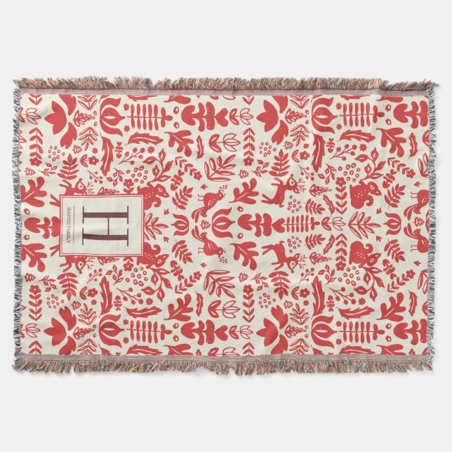 Folk Art Monogram Holiday Blanket Decke (Vorderseite)
