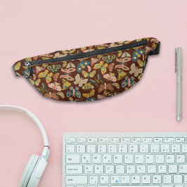 Folk Art Moths Schmetterlinge Pink Blue Brown Bauchtasche