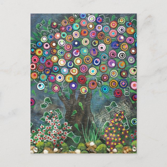 FOLK ART My Favorite Tree by LORI EVERETT Postkart Postkarte (Vorderseite)
