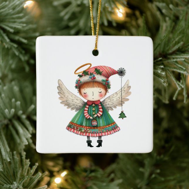 Folk Art Niedlich Angel Keramikornament (Baum)