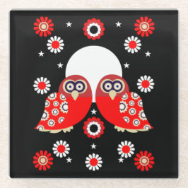 Folk Art Owl Glasuntersetzer