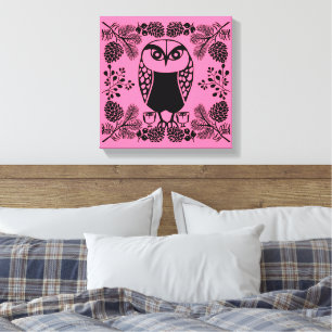 Folk Art Owl Prints Leinwanddruck