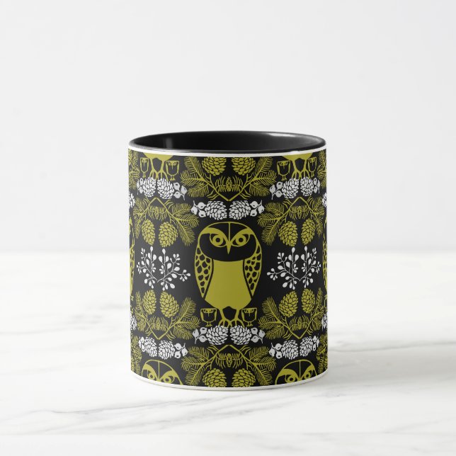 Folk Art Owl Prints Tasse (Zentrum)