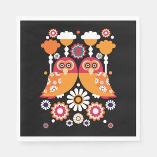 Folk Art Owl Serviette