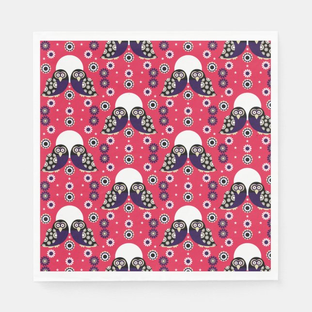 Folk Art Owl Serviette (Vorderseite)