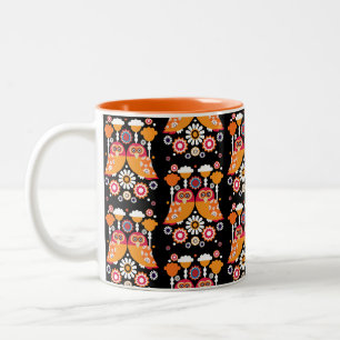 Folk Art Owl Zweifarbige Tasse