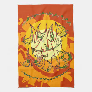 Folk Art Peace & Liebe Wish (Russisch) Küchentuch