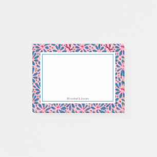 Folk Art Pink und Blue Floral Post-it Notes Klebezettel