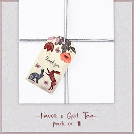 Folk Art Rabbit Butterfly Hygge Floral Geburtstag Geschenkanhänger