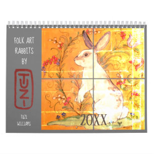 Folk Art Rabbits by Tuzi Willams Rabbit Tile & Art Kalender