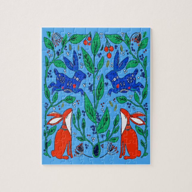 Folk Art Rabbits Puzzle (Vertikal)