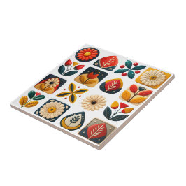 Folk Art Retro Blumenmosaik Akzent Fliese