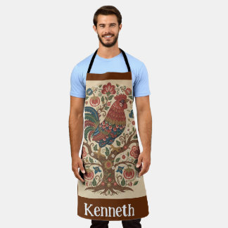 Folk Art Rooster Personalized Large Apron Schürze