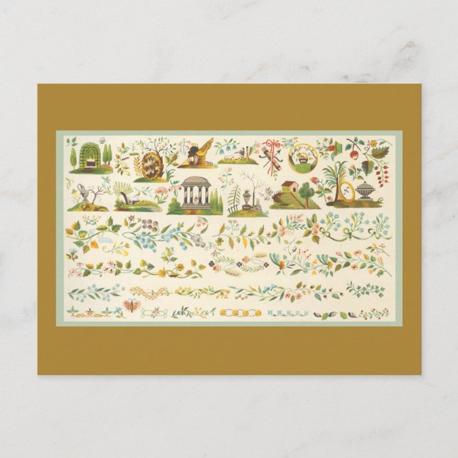 Folk Art Sampler Postkarte (Vorderseite)