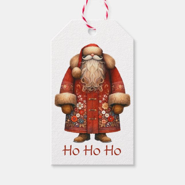Folk Art Santa Claus Geschenkanhänger (Vorderseite)