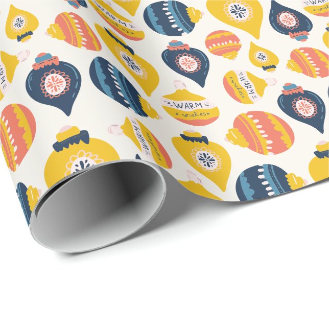 Folk Art Sardine Style Weihnachtsschmuck Geschenkpapier (Rolleneckpunkt)