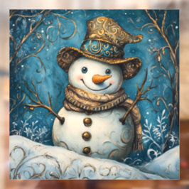Folk Art Snowman Fensteraufkleber