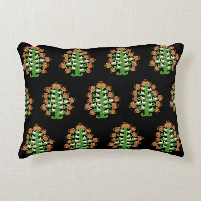 Folk Art Southwest Blooming Cactus With Doves Dekokissen (Vorderseite)