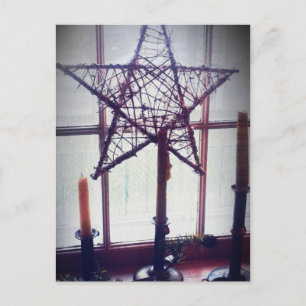 Folk Art Star und Candles Still Life Postkarte