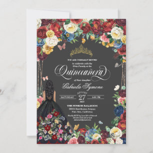  Folk Art Stickerei Butterfly Floral Quinceanera  Einladung