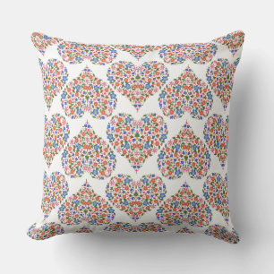 Folk Art Stil Blumenhörer auf Weiß Kissen