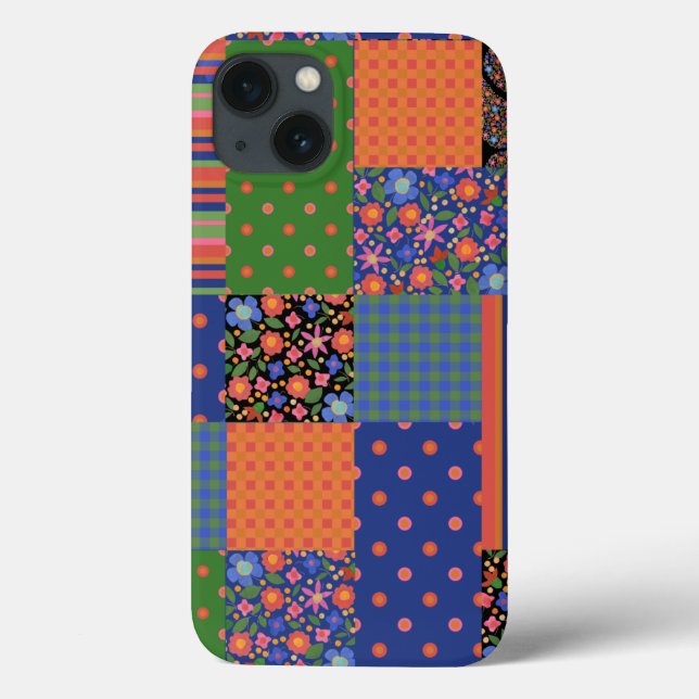Folk-Art-Stil-Faux-Patchwork-iPad-Etuik-Case-Mate Case-Mate iPhone Hülle (Rückseite)