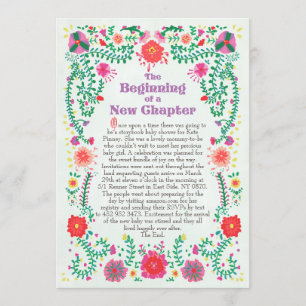 Folk Art Storybook Kinderdusche Einladung