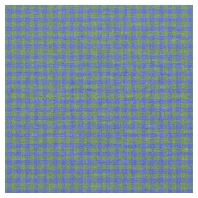 Folk Art Style Blue Green Karo Gingham Fabric Stoff (Nahaufnahme)