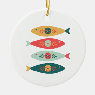 Folk Art Swedish Fish Keramik Ornament