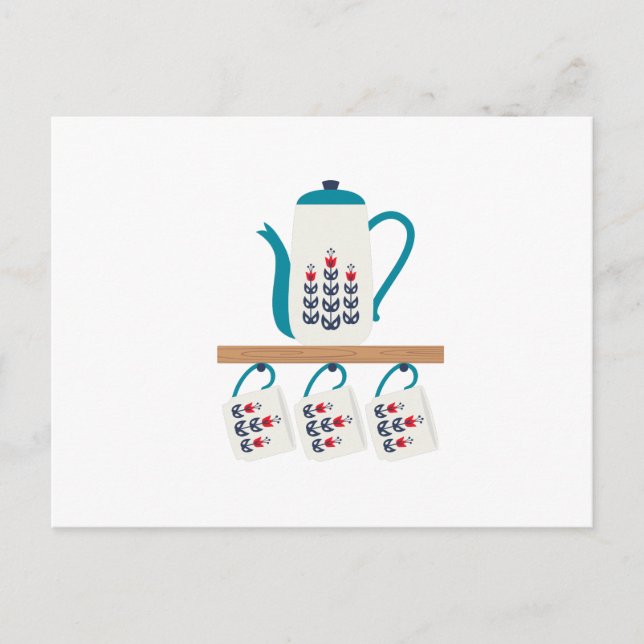 Folk Art Tea Pot Postkarte (Vorderseite)