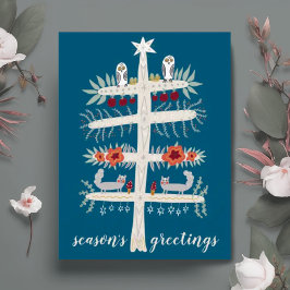 Folk Art Tree of Life Weihnachtsfeiertag CUSTOM Postkarte