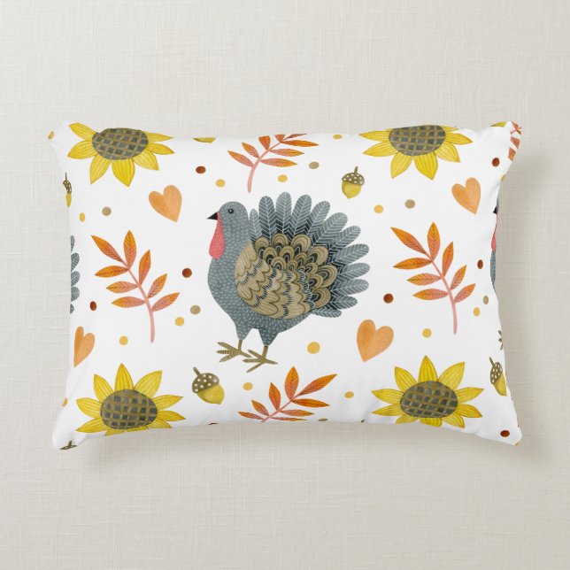 Folk Art Trukeys Accent Pillow Dekokissen (Vorderseite)