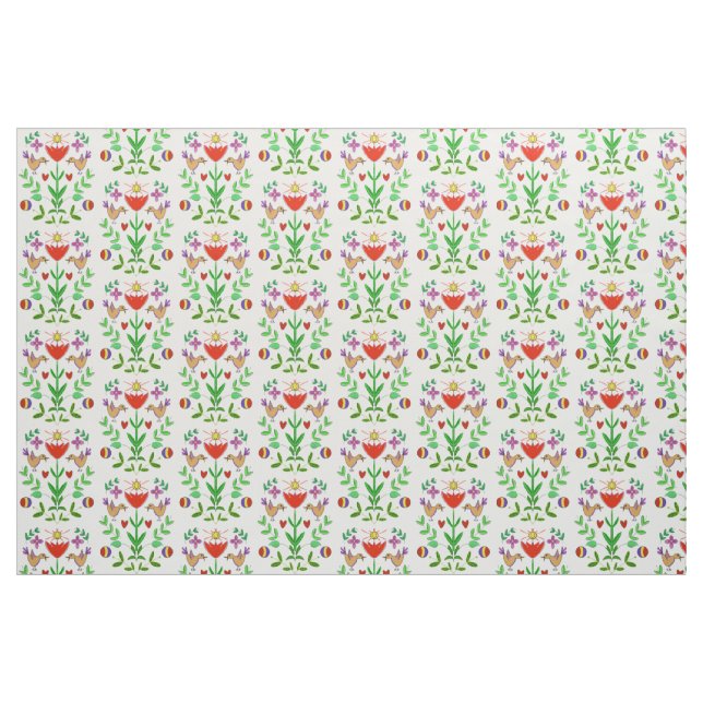 Folk Art Tulip und Birds Fabric Stoff (Fat Quarter (45,7 x 55,9 cm))