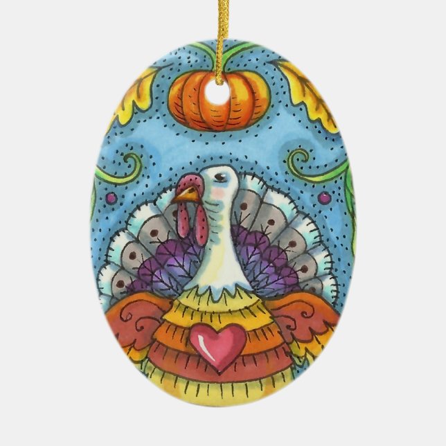 FOLK ART TÜRKEI, FARBEN DES ERNTEDANKS SAISONAL KERAMIK ORNAMENT (Vorne)