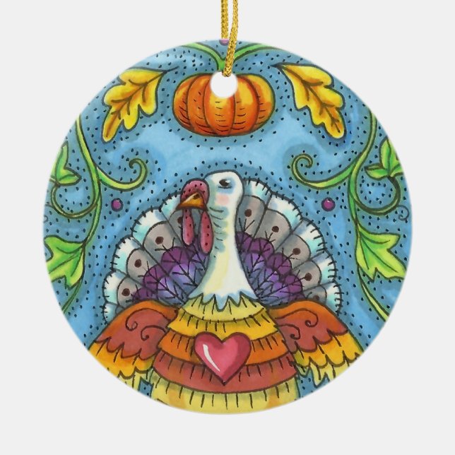 FOLK ART TÜRKEI, FARBEN DES ERNTEDANKS SAISONAL KERAMIK ORNAMENT (Vorne)