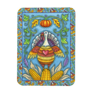 FOLK ART TÜRKEI, FARBEN DES ERNTEDANKS SAISONAL MAGNET