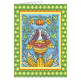 FOLK ART TURKEY ERNTEDANK GREETING CARD Blank