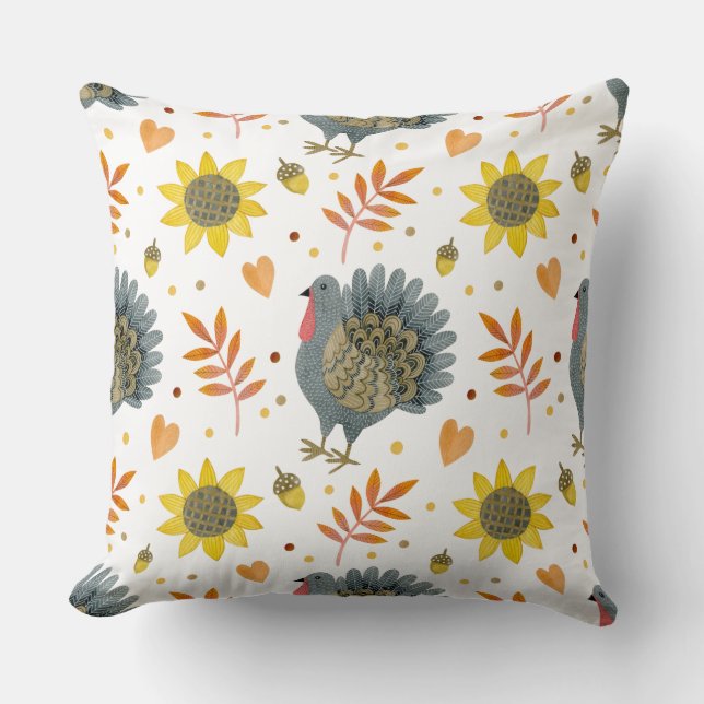 Folk Art Turkeys Kissen (Vorderseite)
