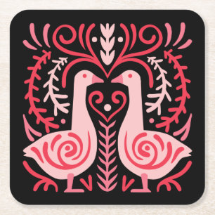 Folk Art V.01 Rechteckiger Pappuntersetzer
