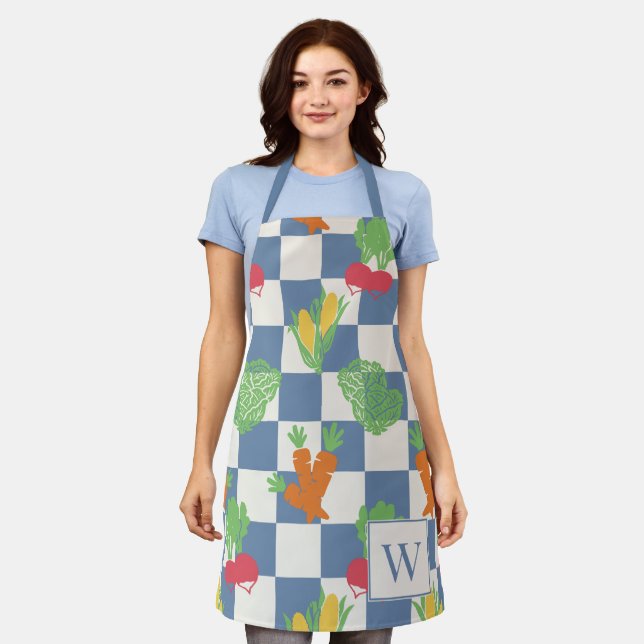 Folk Art Vegetable Check  Schürze (Getragen)